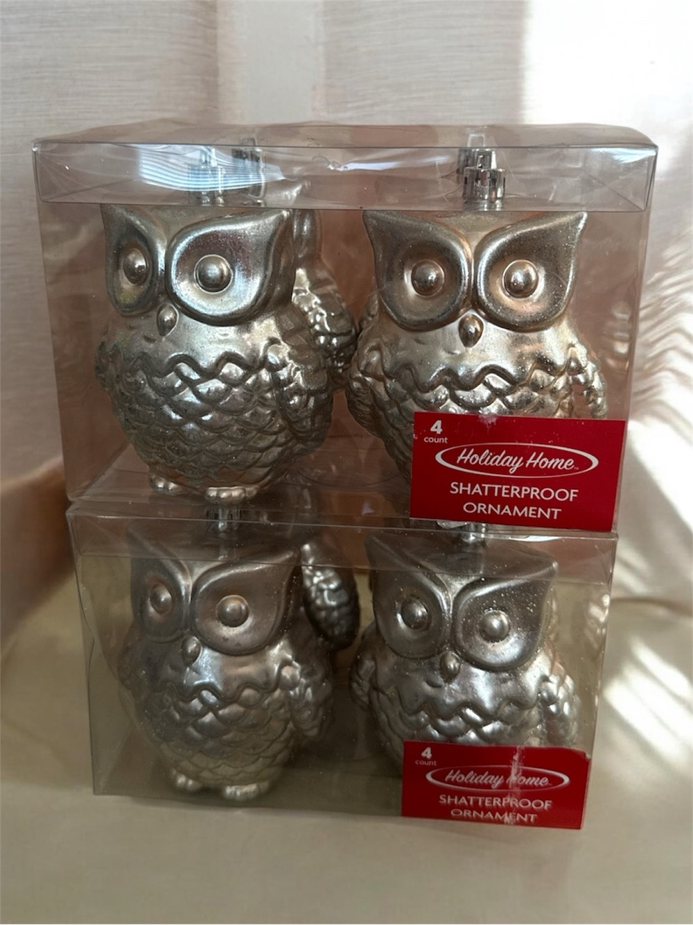 Holiday Home Owl Shatterproof Ornaments - Set of 8